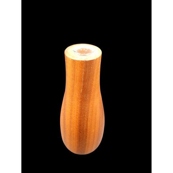 Bud Vase Wooden Vintage 1970s Yellow Felt Bottom 6 Inch Midcentury Flower Decor - Picture 3 of 14